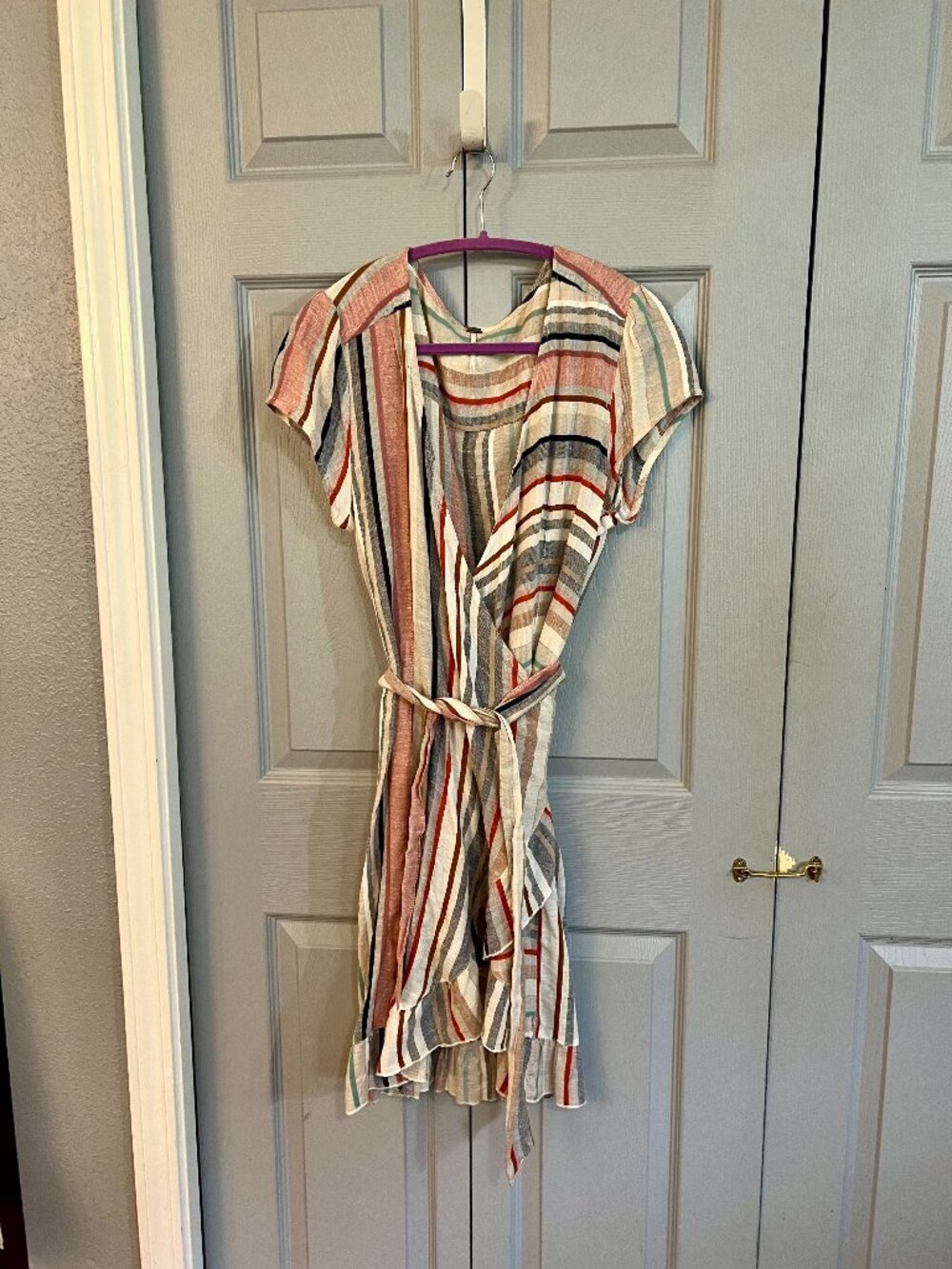 Free People Multi-Stripe Wrap Midi Dress